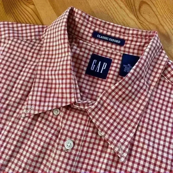 Gap Classic Oxford button down Shirt red gingham men’s XL - Picture 7 of 8